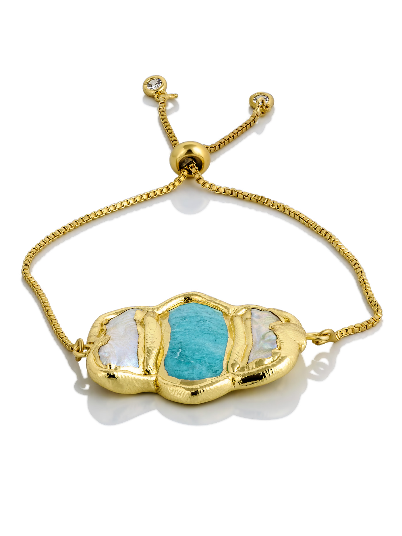 Браслет с натуральным жемчугом и бирюзой