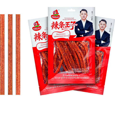 Снеки соевые «Ленточки» остро-пряные (РФ) 1кор*10бл*10шт, 75гр