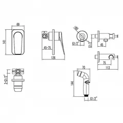 Смеситель с гигиеническим душем встраиваемый Lemark Bronx - LM3719GM