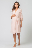 Комплект для беременных и кормящих с халатом и сорочкой 14545 пудровый