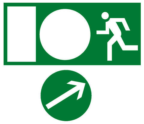 Знак направление движения к эвакуационному выходу налево