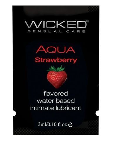Лубрикант с ароматом клубники WICKED AQUA Strawberry - 3 мл. - Wicked 90410