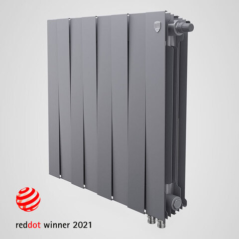 Радиатор биметаллический Royal Thermo PianoForte Silver Satin 500 VDR с правым нижним подключением (серебристый) - 10 секций