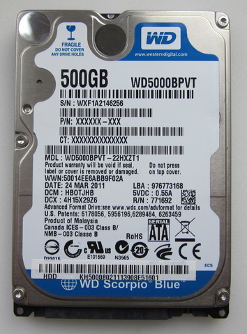 500Gb WD5000BPVT