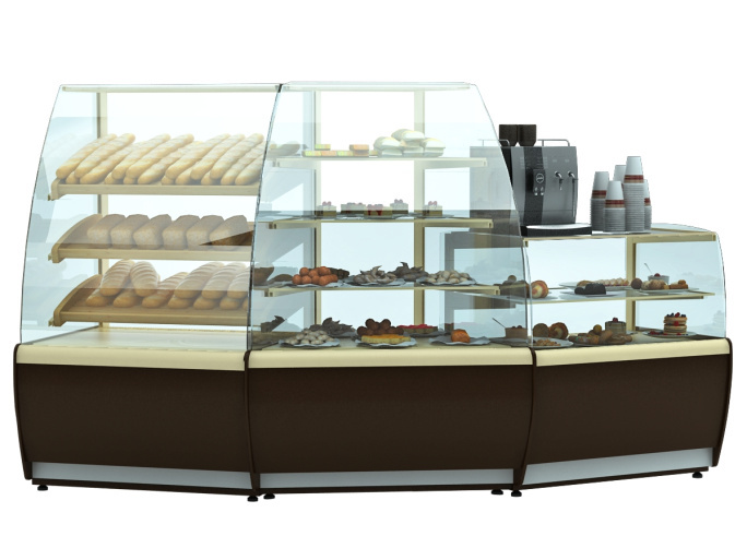 Витрина нейтральная POLUS K70 N 0,9-2 LIGHT Bread 0012-0109 (без стекла) (Хлебная 0,9 Carboma)