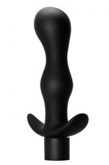 Черная фигурная анальная пробка с вибрацией Passion - 14 см. - 