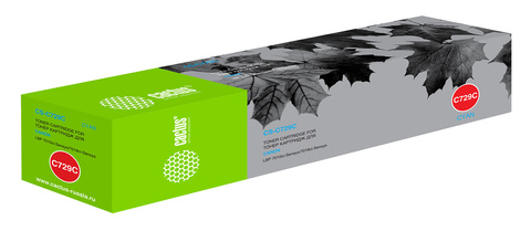 Картридж лазерный Cactus CS-C729C 729 C голубой (1000стр.) для Canon i-SENSYS LBP-7010C, LBP-7018C