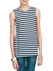 Майка-тельняшка для девочки - Магазин тельняшек.ру 8-800-700-93-18Детская майка-тельняшка ВМФ (темно-синяя полоса) в Магазине тельняшек