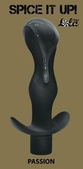 Черная фигурная анальная пробка с вибрацией Passion - 14 см. - 