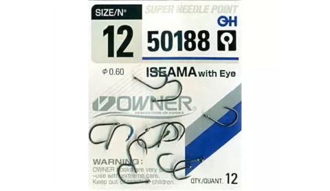 50188 № 12 Крючки OWNER Iseama W/ Eye-Bc/ продажа от 5 уп.