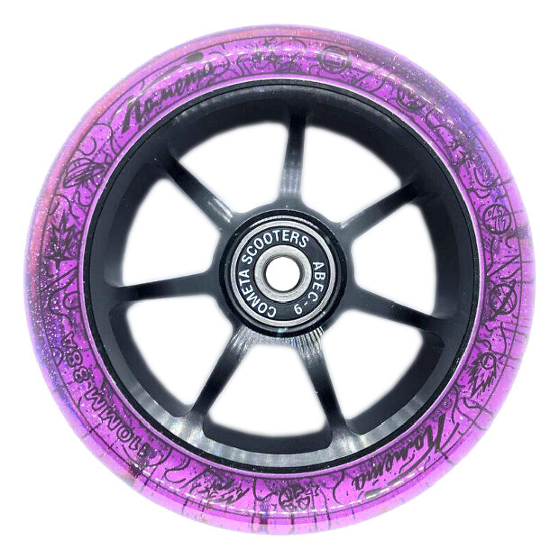 Колёса для самоката КОМЕТА Старт (Фиолетовый с блёстками/Чёрный)