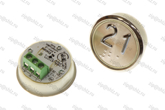 Кнопка (кнопочный модуль) BBP-R331-CMPLT-D-W "21 этаж", круглая, динамическая белая подсветка, Брайль.