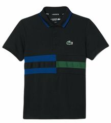 Детская теннисная футболка Lacoste Striped Ultra-Dry Pique Tennis Polo Shirt - black/blue/green