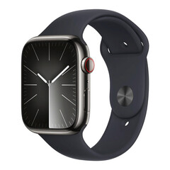 Apple Watch Series 9 45 мм Stainless Steel Graphite with Sport Band Midnight M/L