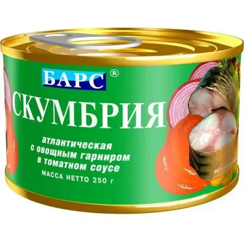 Скумбрия атл.с овощным гарниром в томатном соусе 250гр