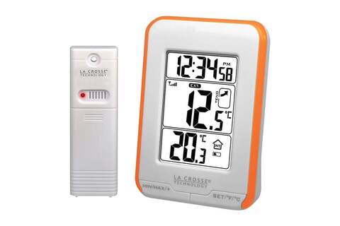 Термометр LaCrosse с наружным датчиком, белый с оранжевой рамкой
