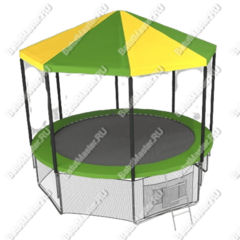 Батутная арена «Цветной Домик» с защитной сеткой, лестницей и крышей, диаметр 8 фт