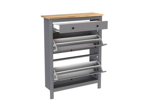 Тумба для обуви Сага 92*122 (92*29,9*122,3 см), серый/ясень
