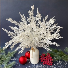 Букет снежной мимозы, искусственная зелень, цвет Белый, слегка пушистый, 39 см, набор 2 букета