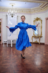 Таисия. Платье льняное миди с пышным рукавом PL-422575