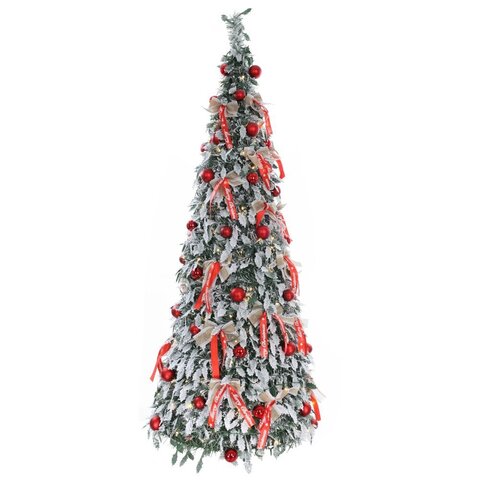 Ёлка искусств с подсвет от сети, L60 W60 H180, 150LED, 58 шаров + банты, экспресс сборка