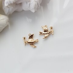 Подвеска Птица голубь с розой 15*15 мм, позолота, П200