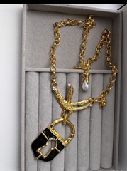 Колье ЗАМОК в клюве птицы в стиле Schiaparelli с черной эмалью