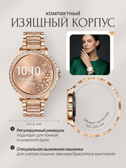 Умные смарт часы наручные женские i-Crystal Smart Watch, электронные фитнес часы для смартфона Iphone, Android
