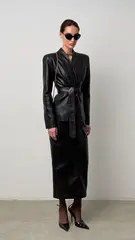 Жакет кожаный кимоно