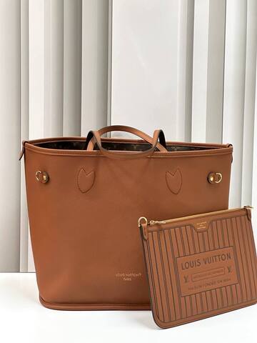Сумка Louis Vuitton Neverfull Inside Out MM двухсторонняя, коричневая