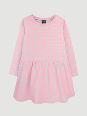 Платье с длинным рукавом Mjölk Клетка розовая