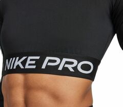 Женская теннисная футболкаNike Pro 365 Dri-Fit Cropped Long-Sleeve Top - black/white