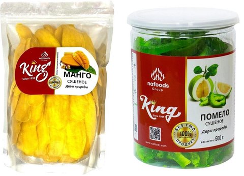 Набор сухофруктов King: сушеный манго (1000 грамм) и сушеное помело (500 грамм)