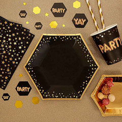 Тарелки малые Гламур Black&Gold, 8 штук