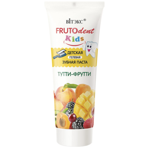 FRUTOdent Kids Детская гелевая зубная паста ТУТТИ-ФРУТТИ 65 г. Витекс
