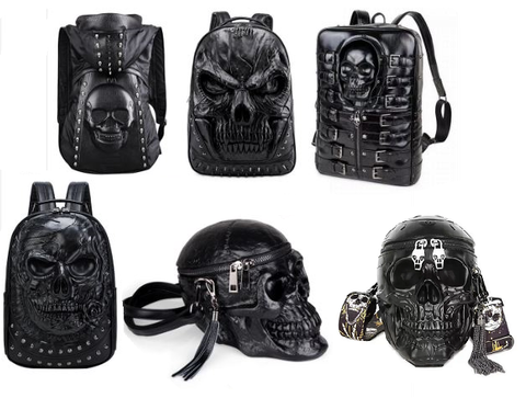 Рюкзак и сумка в стиле панк с 3D черепом