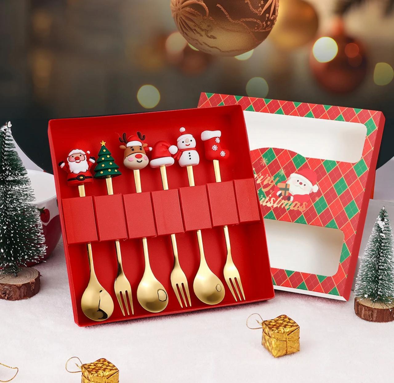 Набор новогодних столовых приборов 6 предметов