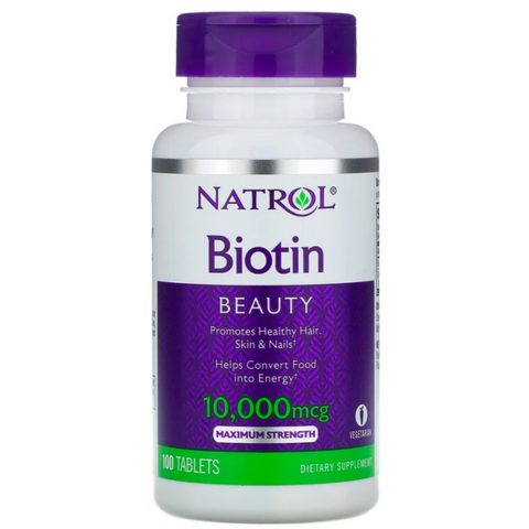 Natrol, биотин, максимальная сила действия, 10 000 мкг, 100 таблеток