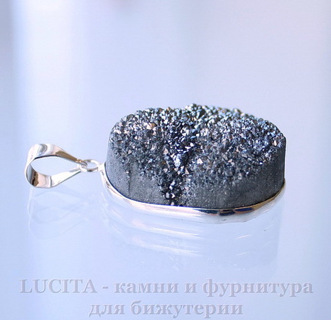 Подвеска Кварц в рамке (цвет - античное серебро) 30х24,3х12,9 мм №6
