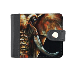 Портмоне комбинированный с обработанными краями "Могучий слон", черный с черной вставкой