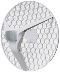 MikroTik LHG XL 52 ac with 27dBi 7 degree 5GHz antenna, 18dBi 15 degree 2.4GHz antenna, Dual Chain High Power 802.11ac wireless, Dual Chain High Power 802.11b/g/n wireless, 716MHz CPU, 256MB RAM, 1 x