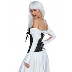 Черный корсет с цветочным принтом (M)