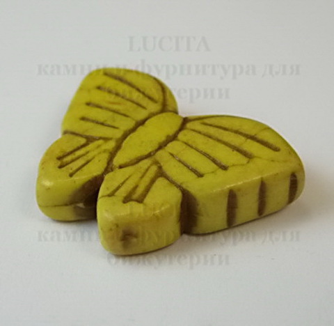 Бусина Говлит, "Бабочка", цвет - желтый, 20х27 мм ()