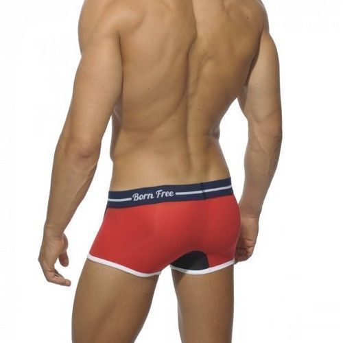 Мужские трусы хипсы ADDICTED Blocking Color Hips Red-Black со вставкой - сеточкой