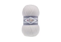 ALIZE "LANAGOLD 800", 49% шерсть, 51% акрил, 100 гр, 800 м, 55 белый
