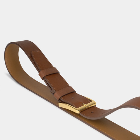 Ремень кожаный мужской для джинс из натуральной телячьей кожи 40 мм, коричневый