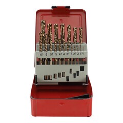 Набор сверл по металлу 1-10мм 19шт DIN338 HSSE-Co5 135° LH-Левые (мет. кейс) H-Tools 215214LiHT