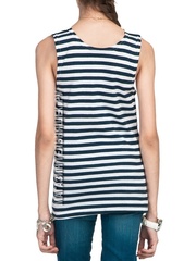 Синяя полосатая майка для девочки - Магазин тельняшек.ру 8-800-700-93-18Детская майка-тельняшка ВМФ (темно-синяя полоса) в Магазине тельняшек