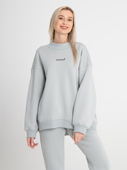 Свитшот женский оверсайз с начесом светло серый