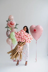 Сет гелиевых шаров Самой любимой маме с букетом